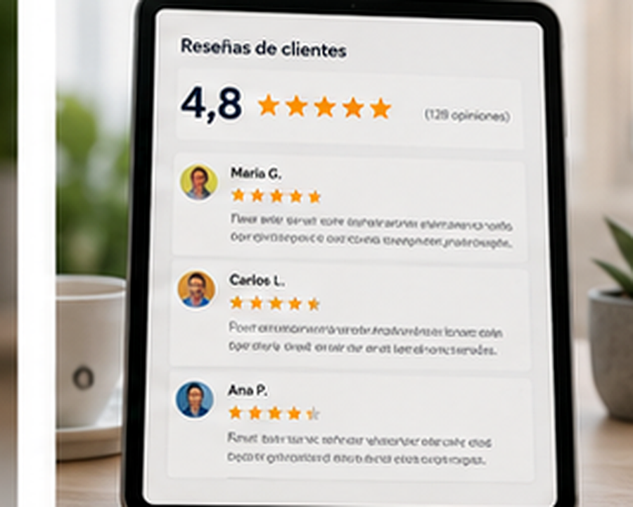 Perfil digital con opiniones y valoraciones de clientes